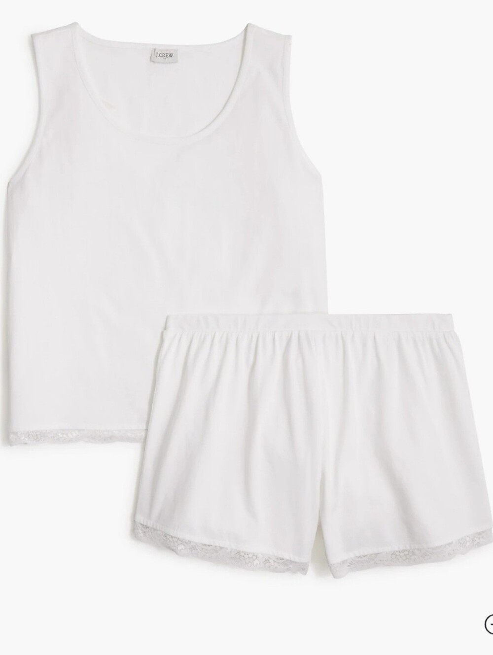 NEW J. Crew 100% Cotton Knit lace Pajama Set White Womens Medium